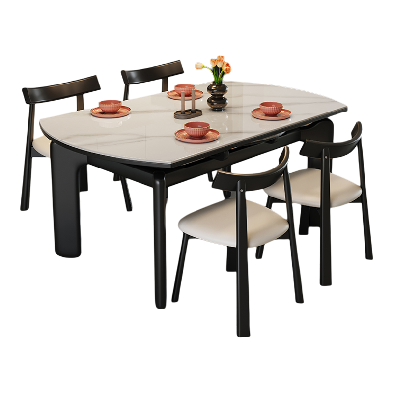 蓝色理想岩板餐桌椅组合现代简约可伸缩方圆两用小户型家用饭桌,住宅家具,岩板餐桌,淘宝优惠券,粉丝福利购,淘宝优惠卷