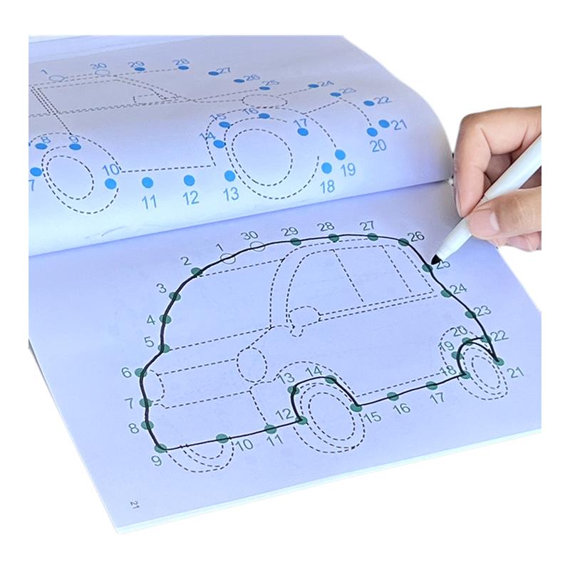 数字连线画幼儿园男孩儿童专注力控笔训练汽车工程车描线涂鸦绘本