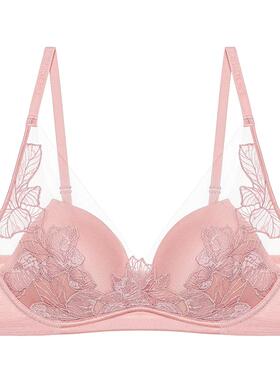 无托模杯文胸蕾丝聚拢厚杯内衣女轻羽蕾丝CC17AA1