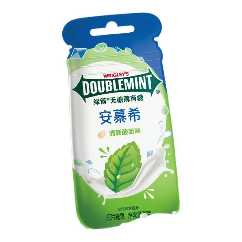 绿箭无糖薄荷糖安慕希联名清新酸奶味接吻清嘴含片清凉糖果零食