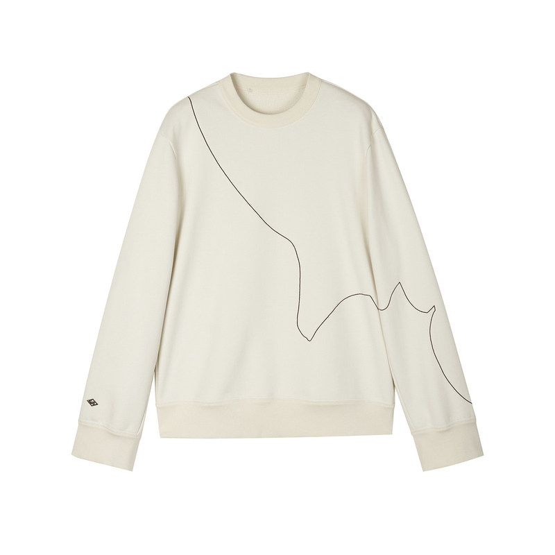 速写outlets奥莱男装春秋折扣新品卫衣线条刺绣圆领套头宽松上