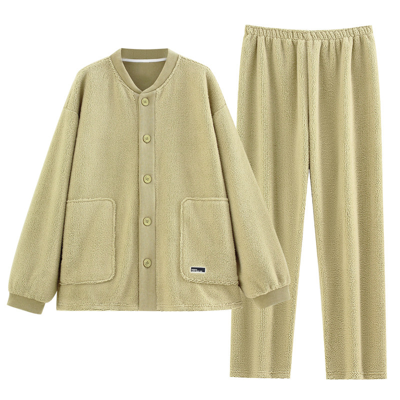 悦内睡衣男士秋冬季冬款法兰绒加厚加绒保暖珊瑚绒家居服冬天套装