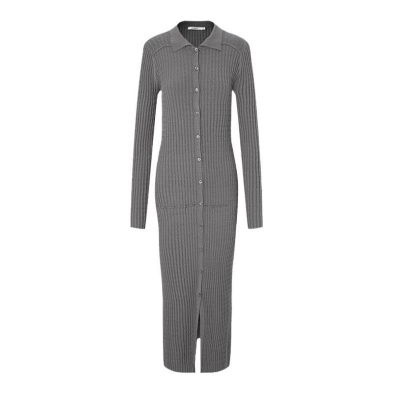 MOUSSY 秋季新品简约风淑女H型长款针织连衣裙010HA673-7891