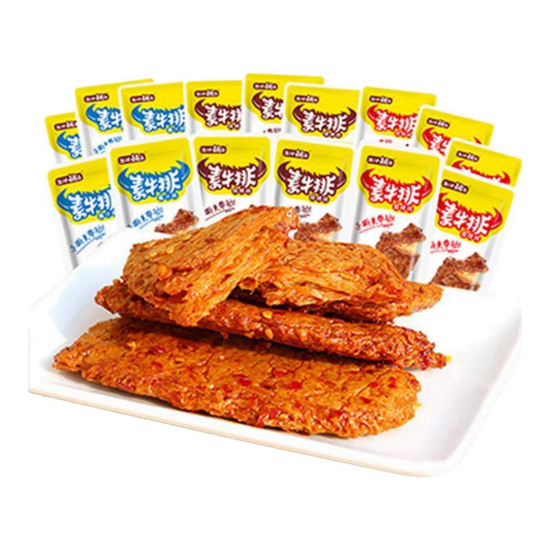 盐津铺子手撕素肉素牛排高蛋白小吃香辣味食品宿舍解馋袋装小零食