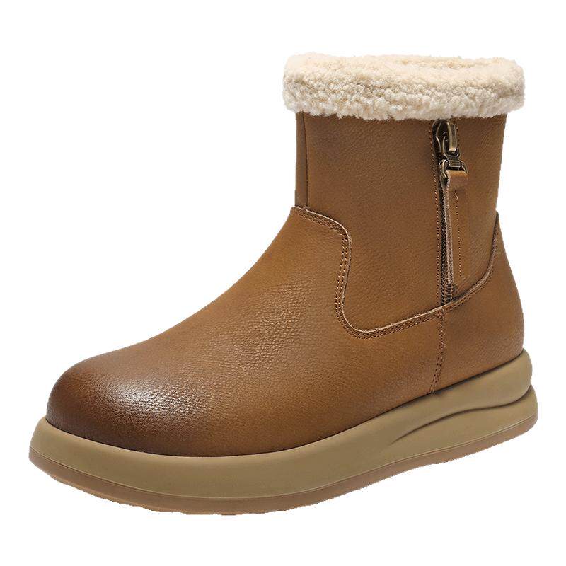 百丽厚底雪地靴女靴高帮加毛勃肯鞋舒适保暖东北短靴棉鞋E5L1DDD5