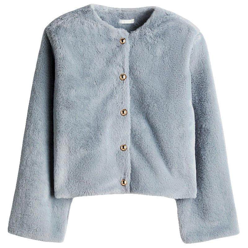 HM女装短外套春季圆领针织长袖廓形小香风外套1260477