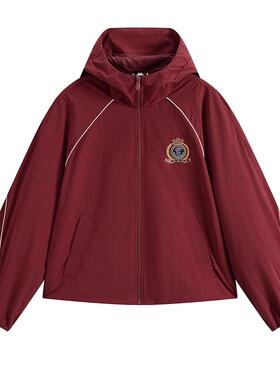 Kappa卡帕女装2025冬季新款简约休闲百搭连帽刺绣防风衣K0F82FJ01