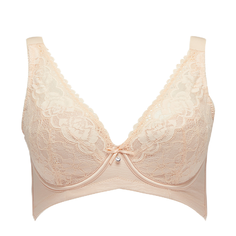 贝佳人全罩深V薄款大胸显小调整型内衣大码收副乳聚拢宽肩带文胸