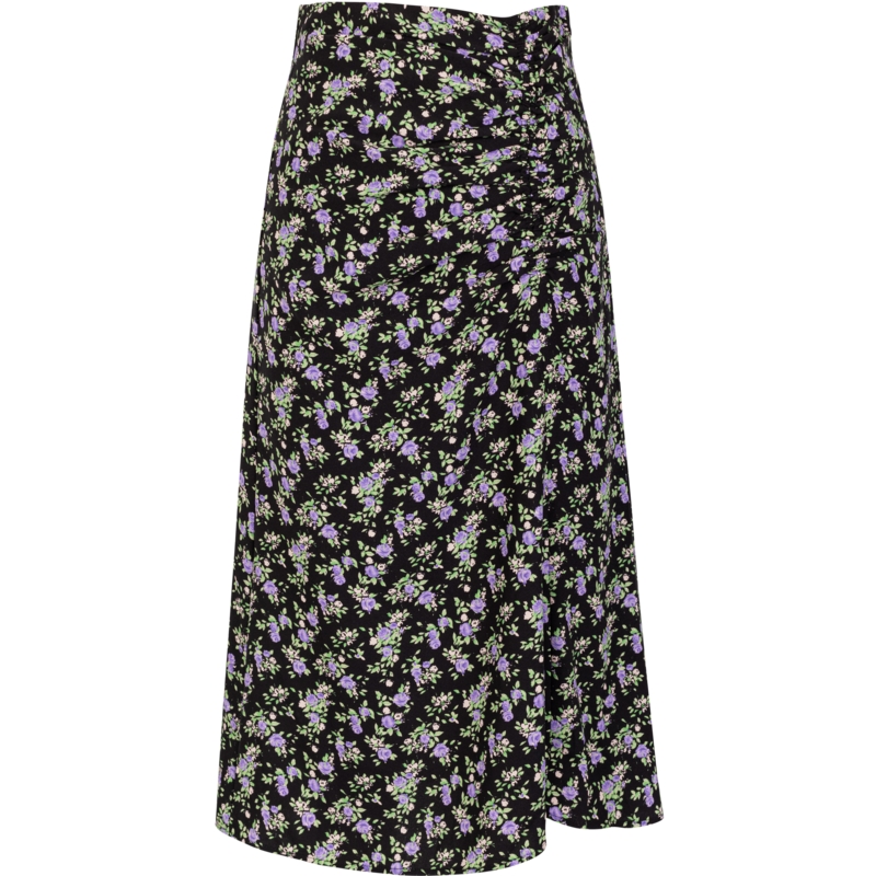 衣香丽影黑色碎花雪纺半身裙女