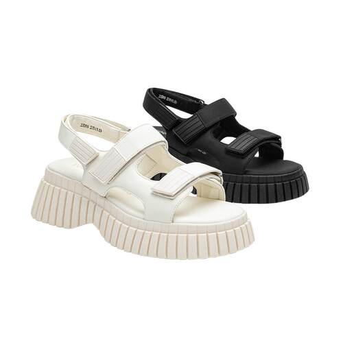 双搭扣曲奇厚底凉拖鞋