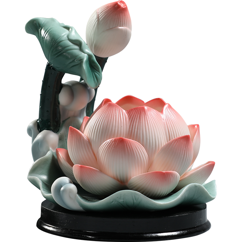 水墨风中国味LED长明陶瓷莲花灯