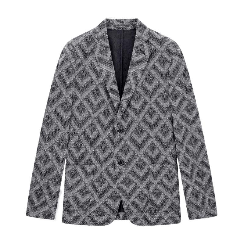 EMPORIO ARMANI/阿玛尼秋冬新款男平驳领肌理感休闲西服西装外套