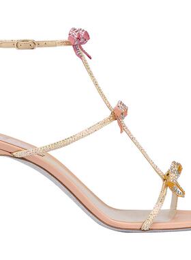 【礼物】RENE CAOVILLA CATERINA系列水钻蝴蝶结女士高跟凉鞋