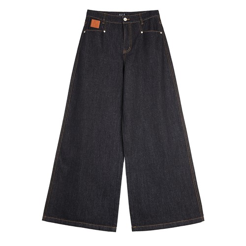 ELLE法式黑色水洗牛仔裤女