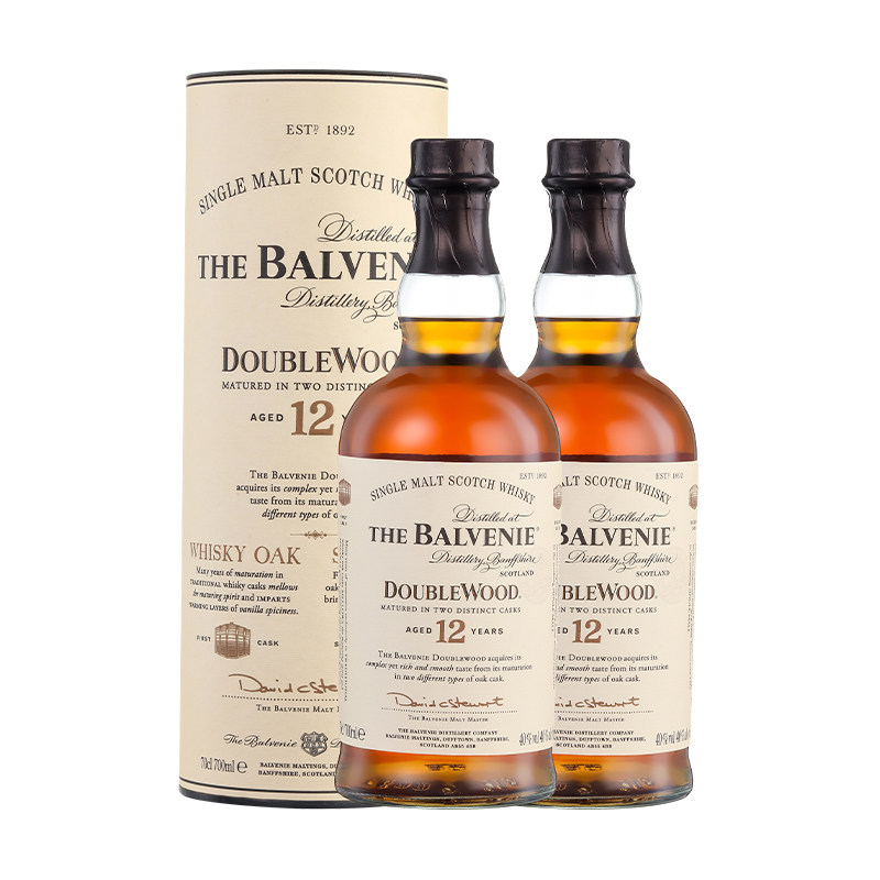 Balvenie/百富12年双桶700ML双瓶装苏格兰单一麦芽威士忌进口洋酒