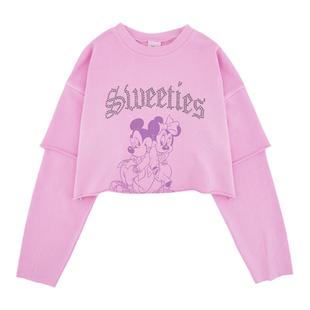 假两件纯棉圆领套头卫衣女010HSQ90 迪士尼合作款 0270 新品 MOUSSY
