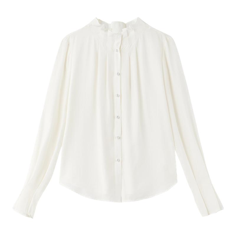 秋水伊人白色衬衫女 2025年秋冬新款简约宽松设计感通勤爆款衬衣
