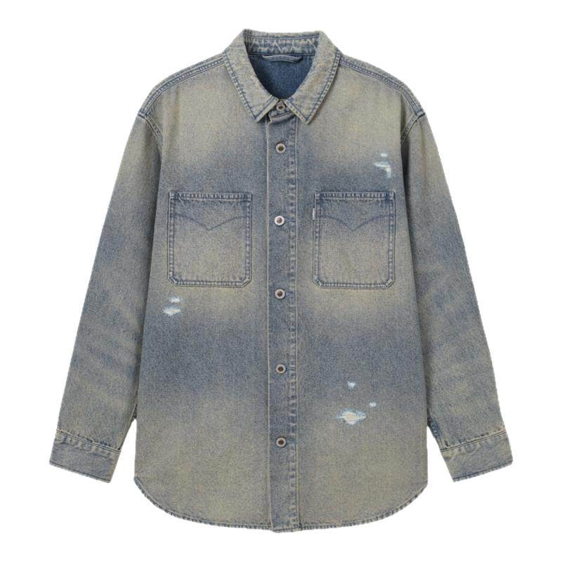 Levi's®SilverTab™男士美式复古休闲高街时尚破洞牛仔衬衫外套