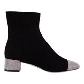 BONNIE系列水钻黑色粗跟短靴 CAOVILLA 会员折上折 RENE