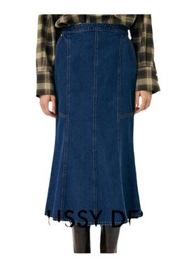 明星同款MOUSSY 春季新品复古港风文艺鱼尾裙牛仔裙010IAS11-7921