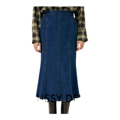 明星同款MOUSSY 春季新品复古港风文艺鱼尾裙牛仔裙010IAS11-7921