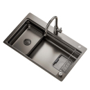 摩恩官方厨房纳米水槽槽大单槽集渣不锈钢洗菜盆家用洗碗槽洗菜池