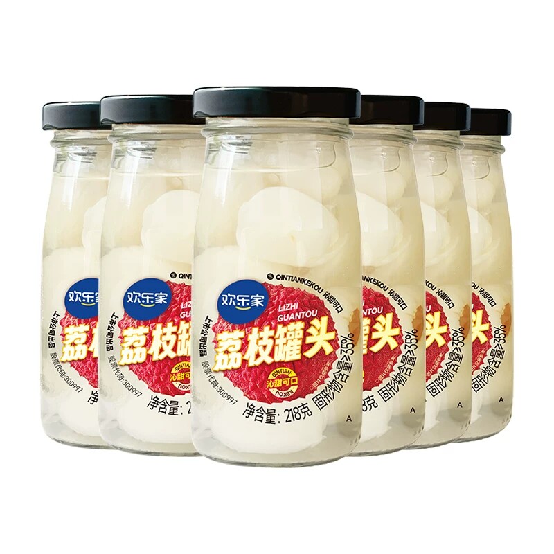 欢乐家荔枝罐头218g6瓶装图片