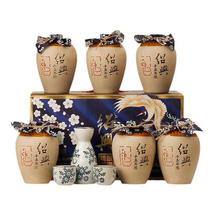 绍兴产黄酒 十五年陈花雕酒500ml*6坛整箱冬酿糯米加饭节日礼盒装