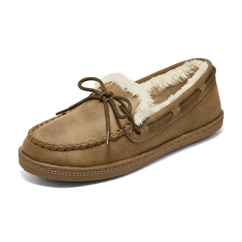 skechers斯凯奇女鞋奶贝鞋加绒里乐福鞋毛毛鞋豆豆鞋平底鞋春季