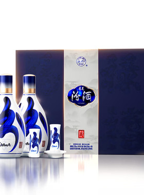 汾酒杏花村 53度汾酒青花20 皮质礼盒装白酒纯粮酿造500mL*2瓶