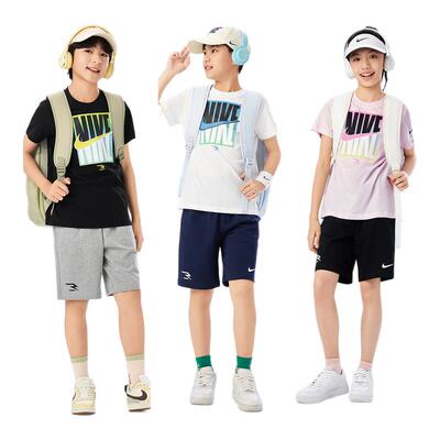 Nike 3brand儿童套装男童短袖T恤短裤五分裤子女童运动两件套夏季
