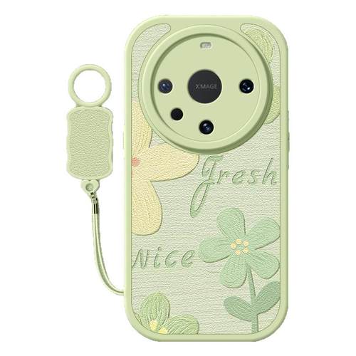 油画花瓣适用华为mate70pro手机壳mate60小羊皮mete40新款meta30epro挂绳mate20女40e/50e硅胶卡通可爱