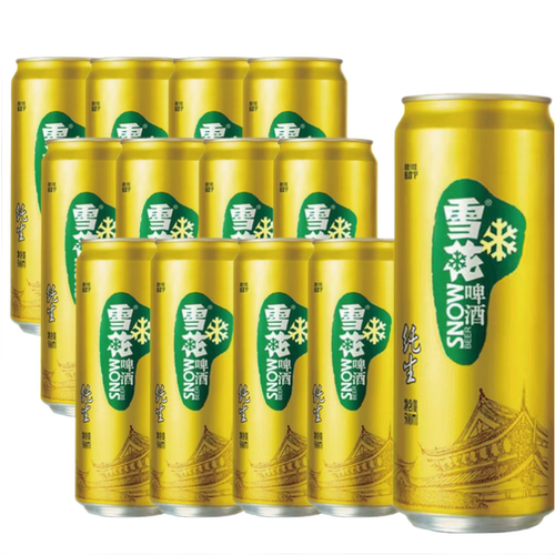 雪花纯生啤酒500ml*8/12罐经典拉格啤酒纯生工艺酿造聚会畅饮-CL