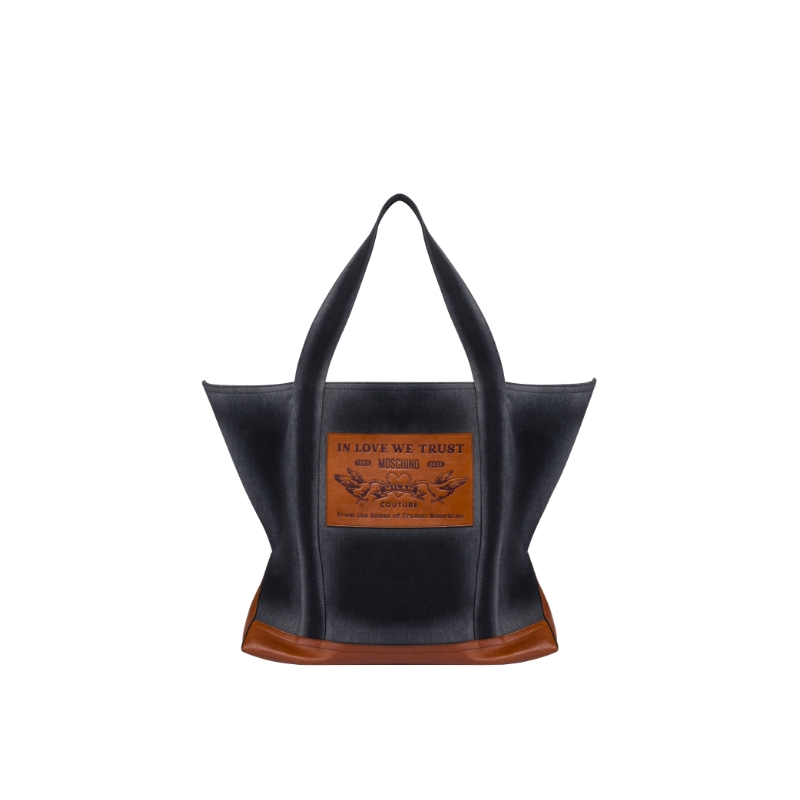 【首降7折起】Moschino/莫斯奇诺25秋冬女士logo贴花特大号单肩包