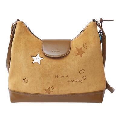 畹町冬日繁星麂皮印花单肩斜挎包