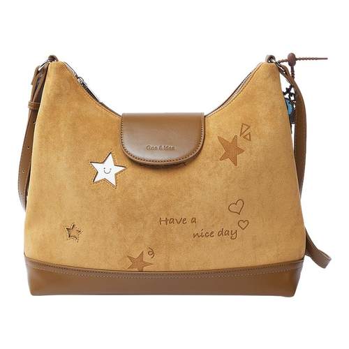 畹町冬日繁星麂皮印花单肩斜挎包