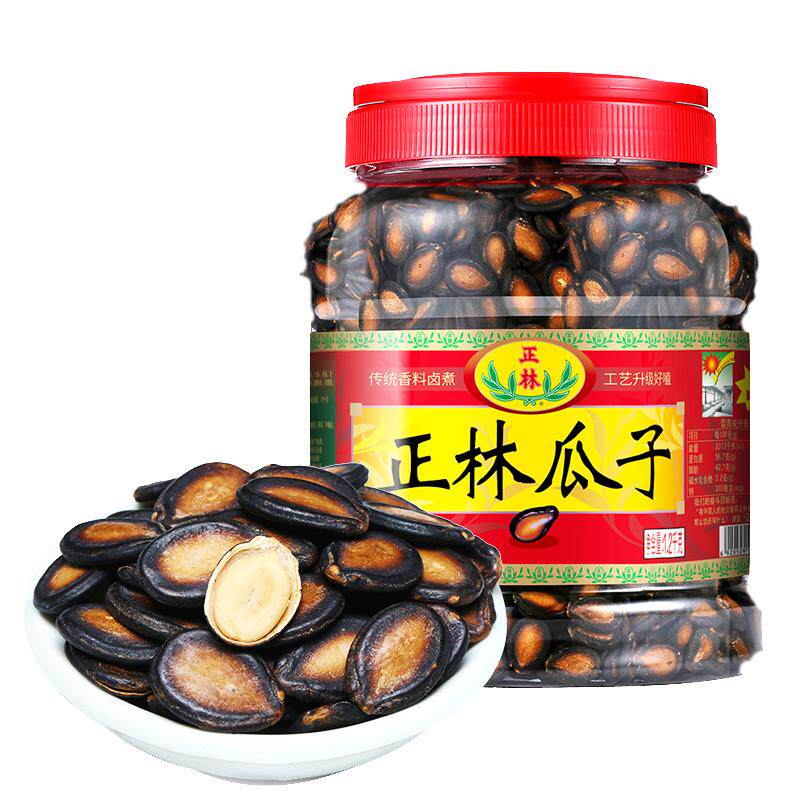 正林西瓜子原味大颗粒3A桶装1200g零食炒货年货礼品甘草味黑瓜子