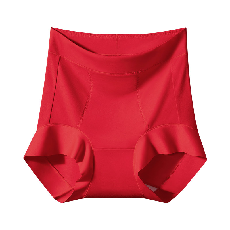 高腰收腹莫代尔本命红内裤女无痕