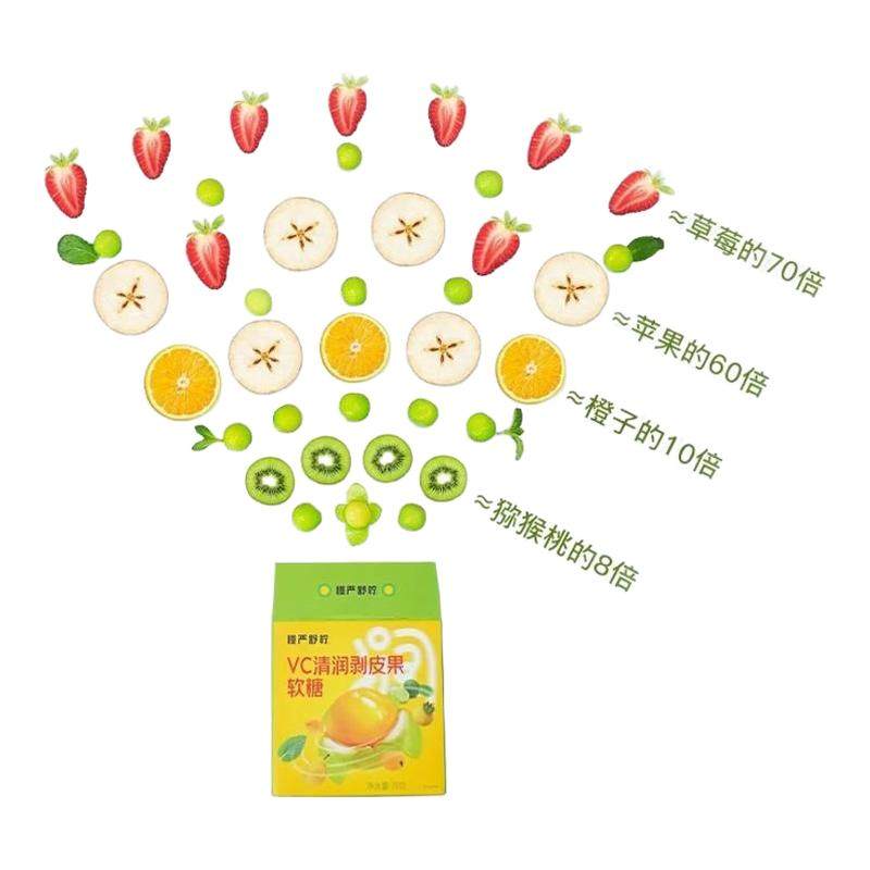 慢严舒柠剥皮糖VC清润剥皮果刺梨雪梨枇杷果汁梨膏软糖润喉嗓糖果