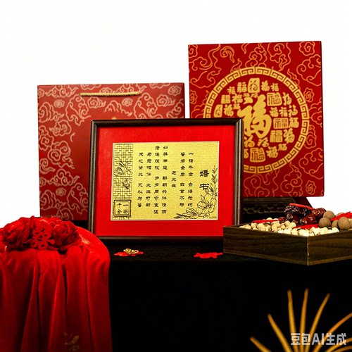 水贝黄金计价新婚祝福结婚婚书摆件相框伴手礼送礼送领导朋友