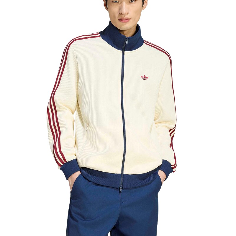 adidas阿迪达斯三叶草华夫格漏斗领夹克2026春男针织外套 KY5769