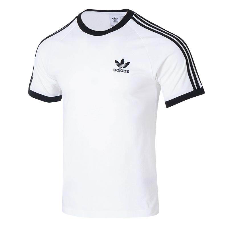 阿迪达斯三叶草运动T恤女纯棉短袖 夏季新款情侣装宽松白色上衣男