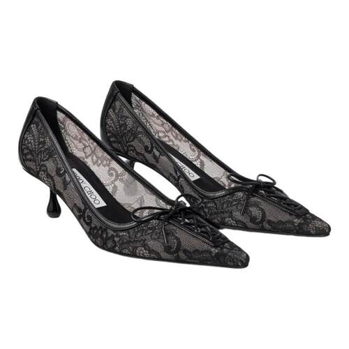 [双11抢先购限时满减]JIMMY CHOO/SCARLETT 50女士黑色蕾丝高跟鞋