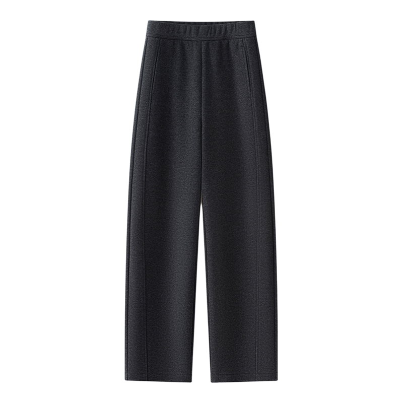 拉夏贝尔灰色毛呢弯刀裤女秋冬2025新款慵懒风加绒加厚直筒休闲裤,女装/女士精品,休闲裤,淘宝优惠券,粉丝福利购,淘宝优惠卷