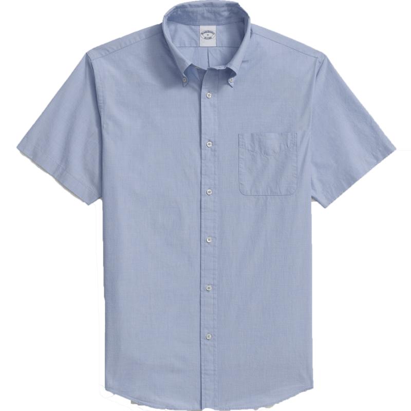 布克兄弟24简约纯色口袋休闲衬衫