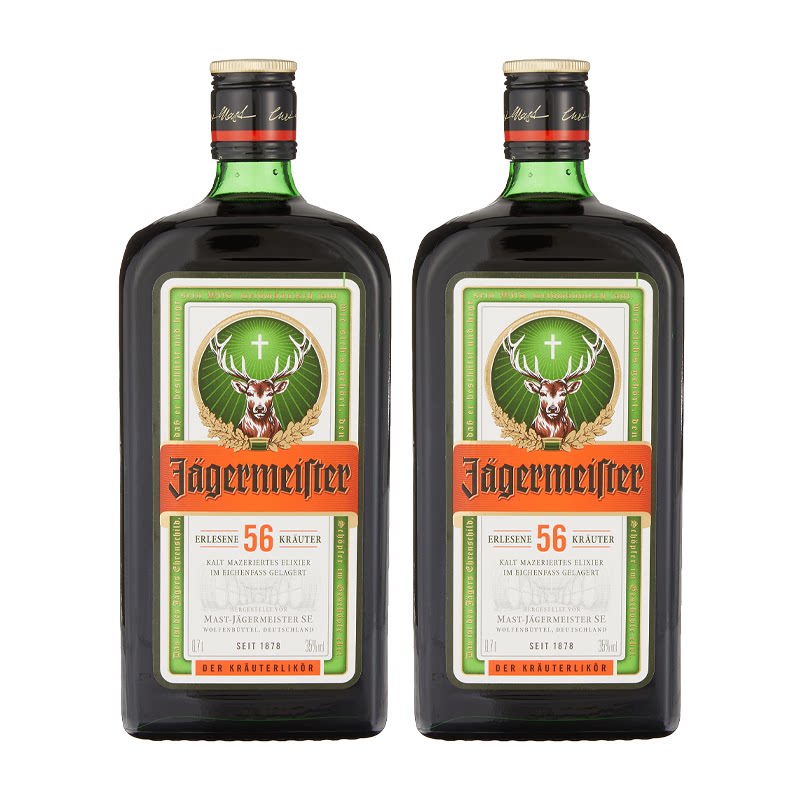 Jagermeister野格700ml 双瓶德国原瓶进口利口酒 洋酒鸡尾酒调酒