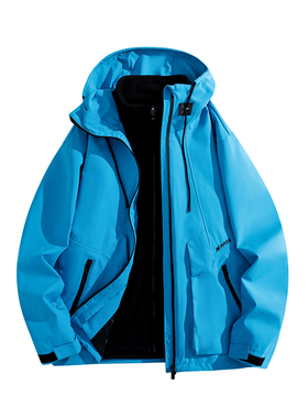 ppge户外秋冬保暖三合一夹克外套男女同款户外防风百搭冲锋上衣