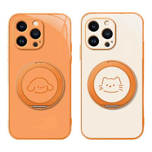 适用苹果17promax手机壳iphone15苹果16支点14新款13磁吸支架xs旋转11/12女男款16plus卡通8plus情侣猫咪磨砂