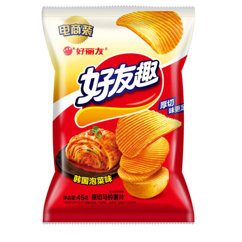 好丽友好友趣45g厚切多口味波浪薯片泡菜味蜂蜜黄油味休闲零食品