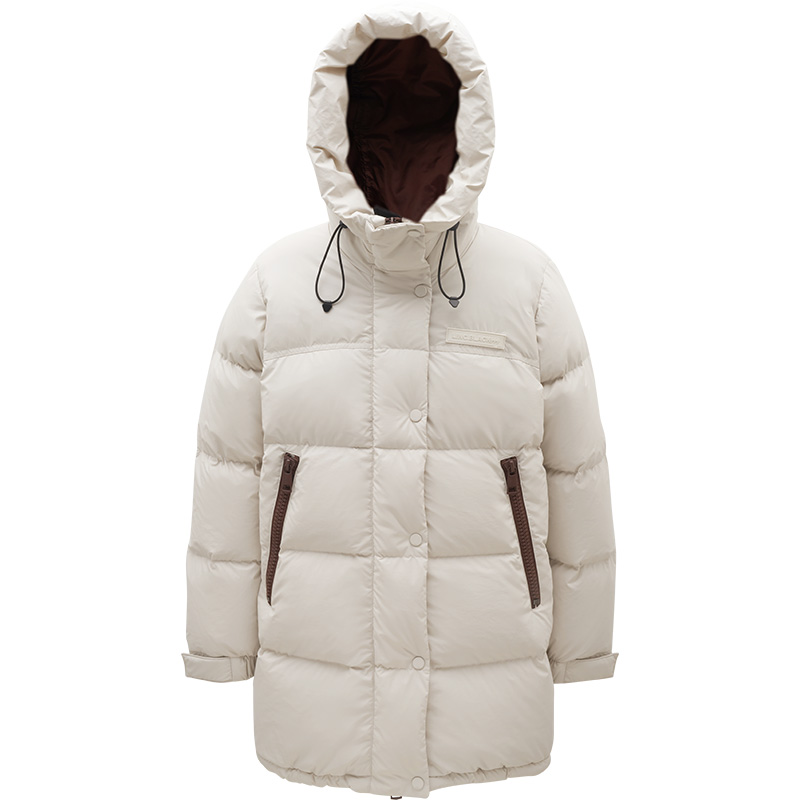 简约通勤防风保暖中长款羽绒服